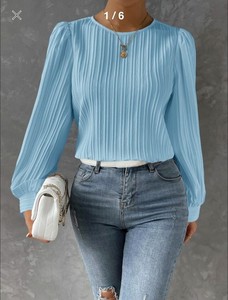 Blusa Elegante de Gasa Blanca Tejida Estilo Bohemio para Mujer, Manga Larga, Nueva Colección 2024, Ideal para Oficina - Product Image 2