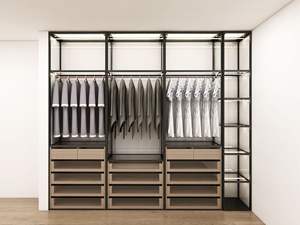 Armoires modernes en contreplaqué avec portes en verre, éclairage LED et grand espace de rangement pour le salon, meubles de maison - Product Image 2