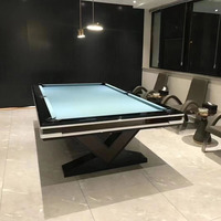 Table de billard professionnelle personnalisée de 7 pieds avec plateau en ardoise et pieds en V, cadre en bois massif, pour club et bar