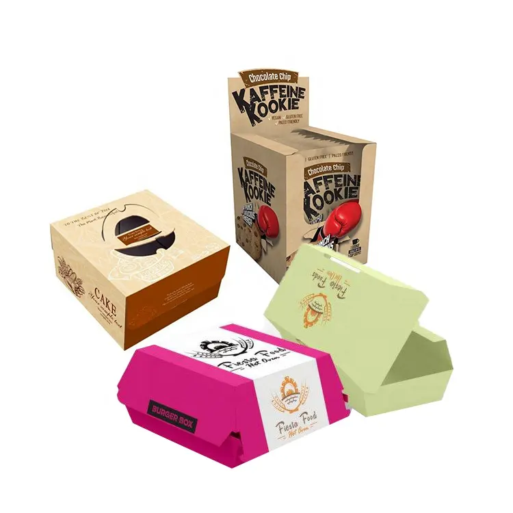 カスタムグラフィックプリント小さな食品フィッシュアンドチップスクラフト包装小売店ブランドのマーチャンダイジングのためのカスタム紙箱