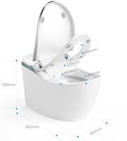 WC intelligent monobloc de luxe en céramique à poser au sol avec siphon en S/P, chasse d'eau automatique, bidet intelligent, siège chauffant et veilleuse