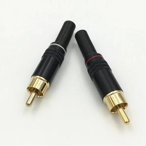 RCA Штекерный разъем красный + белый позолоченный RCA разъем адаптер с защитным пружинным хвостом - Product Image 2