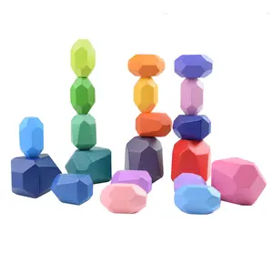 Nordic ins wind giocattolo educativo in legno arcobaleno pietre giocattolo Montessori colorato impilabile gioco pietre giocattoli