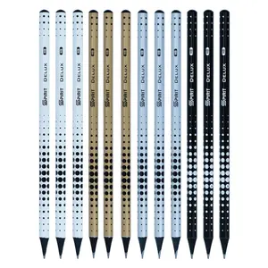 2022 China Factory Custom Logo Black Wood Wooden Pencil HB Pencil without Eraser Heat Transfer Print Pencil