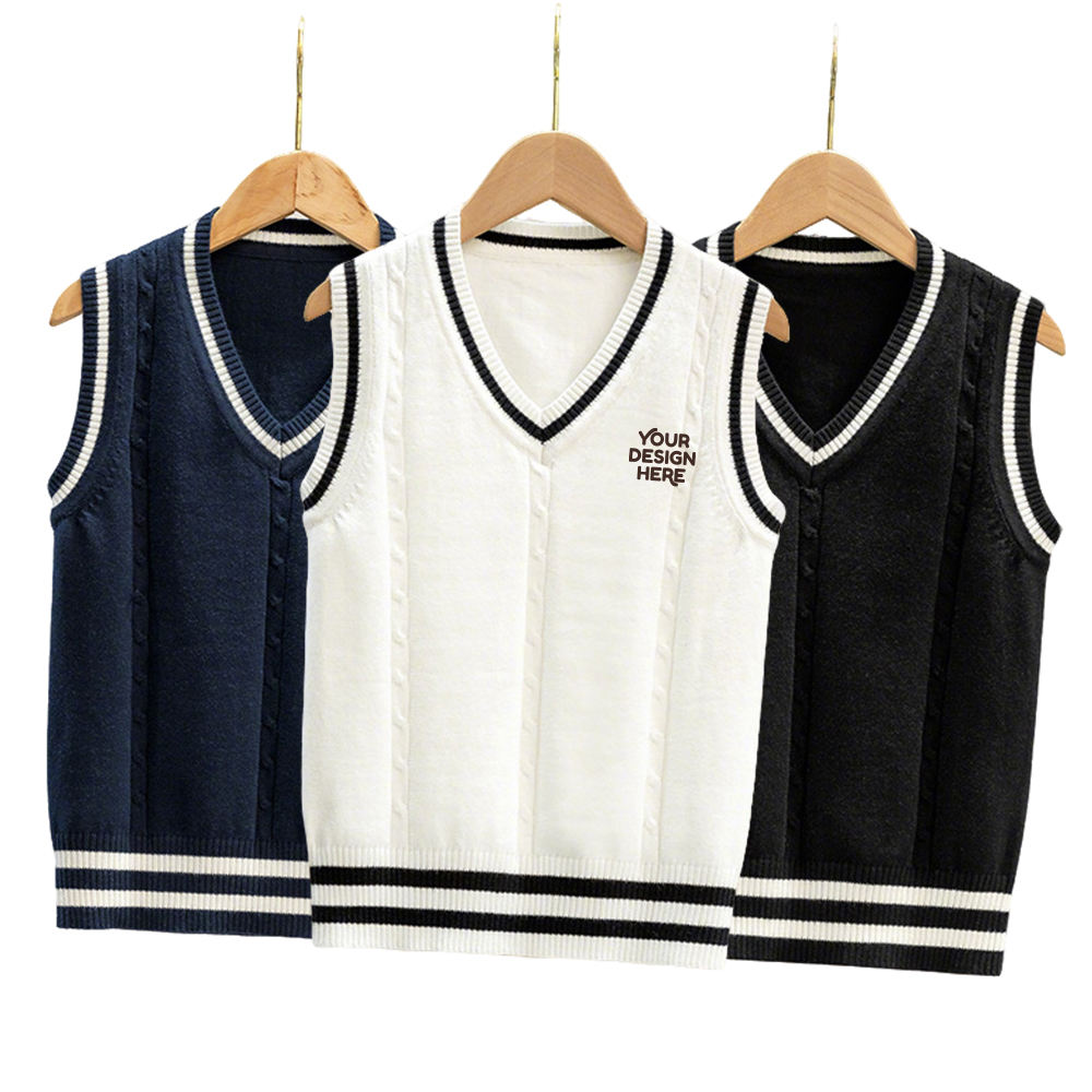 British College Style Sleeveless JK Sweater Vest Spring School Uniform  V-neck Japanese Unisex Students Korean Knitted Vest Boys - Main Image