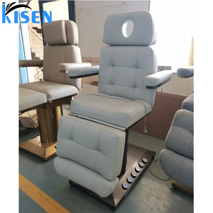 เตียงนวดหน้าแบบเงียบ Kisen พร้อมฐานหมุนได้ ที่วางอุปกรณ์ทำเล็บเท้า ที่นอนสระผมแบบไทย ปรับแต่งสี PU ได้ สำหรับสปา - Product Image 2