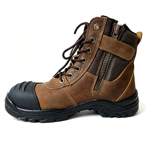 Bottes de travail en cuir marron DSF53 DMS, imperméables, toutes saisons, à lacets, pour homme, avec embout de sécurité en acier, OEM. - Product Image 2