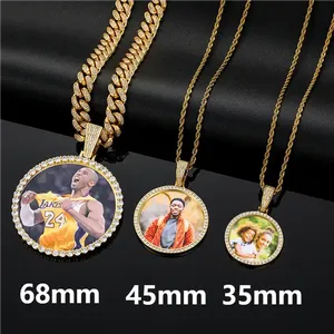 Hip Hop Style 18K Gold Plated Iced Zircon Diamond <strong>Locket</strong> Pendant <strong>Men's</strong> &amp; Women's Custom Blank Photo Memory <strong>Chains</strong> Necklace - Product Image 5