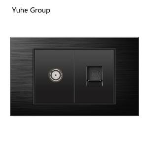 Prise murale en aluminium série 118, brossée, pour TV, LAN, satellite, ordinateur - Product Image 1