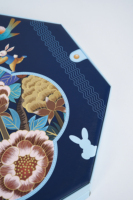 Boîte cadeau rigide octogonale bleu marine personnalisée en gros avec imprimé floral et oiseaux pour l'emballage des gâteaux de lune du Festival