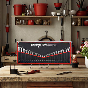 Jeu de 24 clés mixtes en acier chromé CRV personnalisable OEM 7-18mm 1/4-7/8 \ "rouleau d'outils de réparation industrielle DIY - Product Image 1