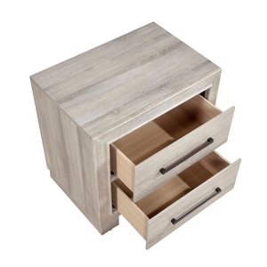 Modern Gray Two <b>Drawer</b> Nightstand Wooden Bedside Cabinet Bedroom <b>Storage</b> Furniture 1pc - Product Image 4