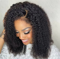 Pelucas Cortas de Cabello Humano Rizado Jerry con Frente de Encaje - Peluca de Cabello Humano Brasileño 13x4 Pre-Desplumada con Cabello de Bebé para Mujeres Negras