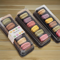Boîte d'emballage alimentaire en plastique PET transparent jetable à 6 compartiments pour macarons, biscuits et sandwichs - Embossage pour desserts - Vente en gros
