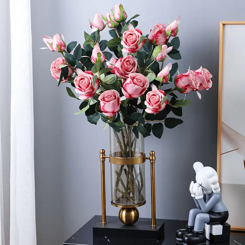 CXQD simulasi buket bunga ruang tamu kabinet TV dekorasi vas bunga set bunga Bulgarian Pelembab