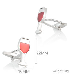 Commercio all'ingrosso di moda di alta qualità combinazione epossidica smalto bottiglia di vino rosso calice gemelli gioielli - Product Image 2