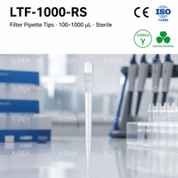 Embouts de pipette filtrante stériles en polypropylène 1000 µL, consommables de laboratoire, compatibles LTS à faible rétention, emballés en rack plastique (en option)