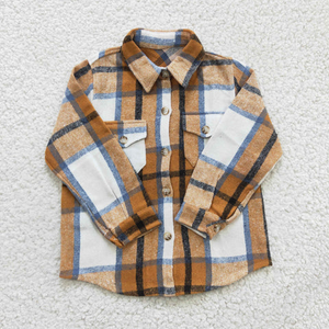 Nouvelle chemise en flanelle à carreaux pour enfants, chemise bleue pour garçon, veste - Product Image 2