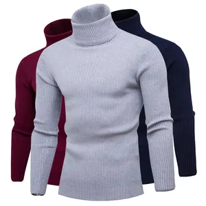 Winter Herren Warm Strick pullover Einfarbig Langarm Roll kragen pullover Casual Sweater Pullover