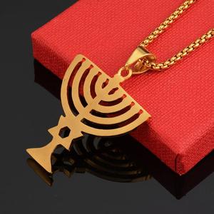 Toptan özel moda ince altıgen yıldız kadeh şekli 18K altın kaplama paslanmaz çelik titanyum kolye kolye - Product Image 5