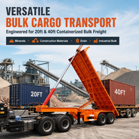Semi-remorque benne hydraulique à 3 essieux pour le transport et le déchargement de conteneurs ISO de 40 pieds