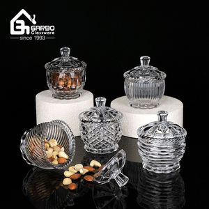 Bouillon Overdekte Glazen Snoepschotel Gesneden Glazen Snoeppot Met Deksel Kleine Glazen Opslagcontainer - Product Image 1