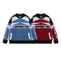 Maßgefertigte Herren Vintage Rennjacke Reißverschluss Strickjacke Motorrad Grafik Trackcoat Lässiger Winter Atmungsaktiver Cardigan