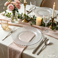 Assiette de présentation en verre de luxe à motif diamant cristallin avec bordure argentée, réutilisable pour la restauration et l'usage domestique quotidien