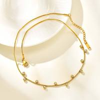 Collier minimaliste rond en chaîne serpent française YF8299 avec zircon blanc, bijoux anti-ternissement plaqué or 18 carats, acier inoxydable imperméable