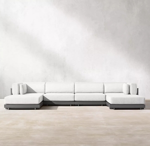 Canapé d'extérieur modulable en aluminium fait main en forme de <span class=keywords><strong>U</strong></span> avec coussins confortables pour patio - Product Image 2