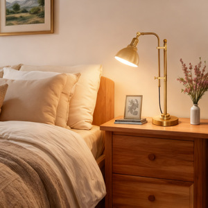 Adjustable Brass Table <b>Lamp</b> E26 <b>Led</b> Farmhouse Style Bedroom Desk <b>Lighting</b> - Product Image 1