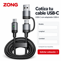KABEL ZONG 100W PD 4-in-1 Pengisian Cepat Kabel Aluminium Alloy & Nylon Braided USB-A/Type-C/L Kabel Data Multi-Fungsi
