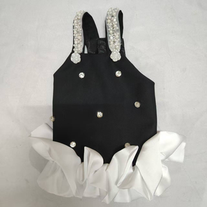 Dog Pet Dress Bowknot <b>Clothes</b> Dog Black Luxury Dress With Pearl Flower Accent - Product Image 3
