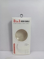 Boîte à câbles en carton portable de haute qualité avec logo personnalisé, pelliculage brillant/mat, revêtement UV, gaufrage et crochet de suspension pour emballage en papier
