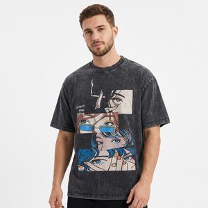 Custom Men's Oversized Washed Cotton T-Shirt Silk Screen Printed Breathable Quick Dry 500g Street Style <b>Short</b> <b>Sleeve</b> O-Neck - Product Image 1