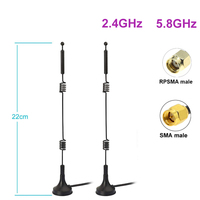 Antena WiFi de Doble Banda 2.4GHz 5.8GHz con Base Magnética, Cable RG174 de 3m para Router WiFi, Amplificador de Señal, Repetidor, Tarjeta de Red Inalámbrica