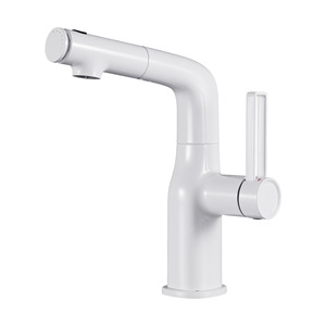 Jboyun Basin Faucet Single Handle Ceramic Valve Deck <b>Mounted</b> Pull Out <b>Spray</b> For Bathroom Sink - Product Image 5