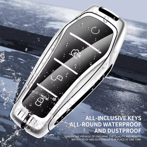 Funda de Cuero para Llave de Coche BYD Atto 3, Han EV, Dolphin, Byd Song Plus EV, 4 Botones, Accesorios Metálicos, Soporte para Llave Inteligente - Product Image 3