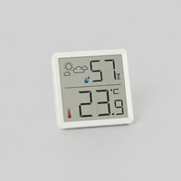Jam Digital Elektronik Persegi Tipis Senyap Pintar, Termometer Magnetik Higrometer ABS untuk Kamar Tidur Dapur