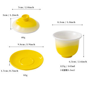 Porte-bougie en céramique dégradé 145 ml avec couvercle et soucoupe pour la décoration de la maison - Product Image 1