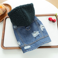 Dernier design de veste en jean pour chien, manteau d'hiver sans manches de luxe à la mode avec capuche
