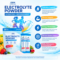 Sachets de poudre d'électrolytes pour adultes, fournissant de l'énergie, pour les événements sportifs, hydratation, sans sucre, différentes saveurs, 20 sticks, OEM HALAL