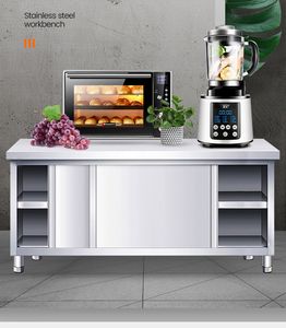 Table de Travail Commerciale en Acier Inoxydable avec Porte Coulissante, Armoire de Rangement à Trois Niveaux sur Mesure pour Restaurant, Cuisine, Traiteur - Product Image 2