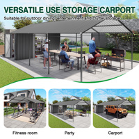 Abri de voiture en métal écologique 12*25 pieds avec abri de rangement et garage extérieur résistant aux intempéries et aux charges de neige