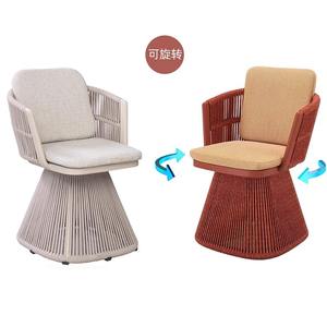 Silla Moderna de Ratán Tejido, Silla Giratoria de Aleación de Aluminio para Jardín, Patio, Balcón - Product Image 1