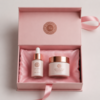 Boîte cadeau magnétique rose de qualité supérieure pour flacon de soin de la peau, emballage personnalisé pour produits de soin, boîte vide avec logo estampé rose pour ensemble de sérum et crème