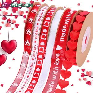 Gordon Ribbons Satin Printed Love You Forever Ribbon Belt Lovely With Dot Silk Belt For Package Ribbon Bow Love Ready Wire