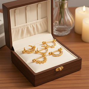 HENGSEN Nuevo Piercing de Pezón de Acero Inoxidable 361L con Barra Curva y Cristales de Cobre CZ Pavimentados, Anillos de Pezón para Mujer, Joyería Corporal - Product Image 4