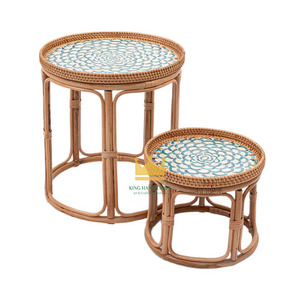 Table d'appoint ronde en rotin naturel, design moderne, haute qualité, fabrication artisanale, meubles pour salon, en provenance du Vietnam - Product Image 1