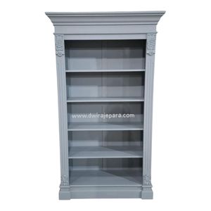 Armoire en bois massif de style classique avec étagères ouvertes pour salon Fabriqué en Indonésie - Product Image 1